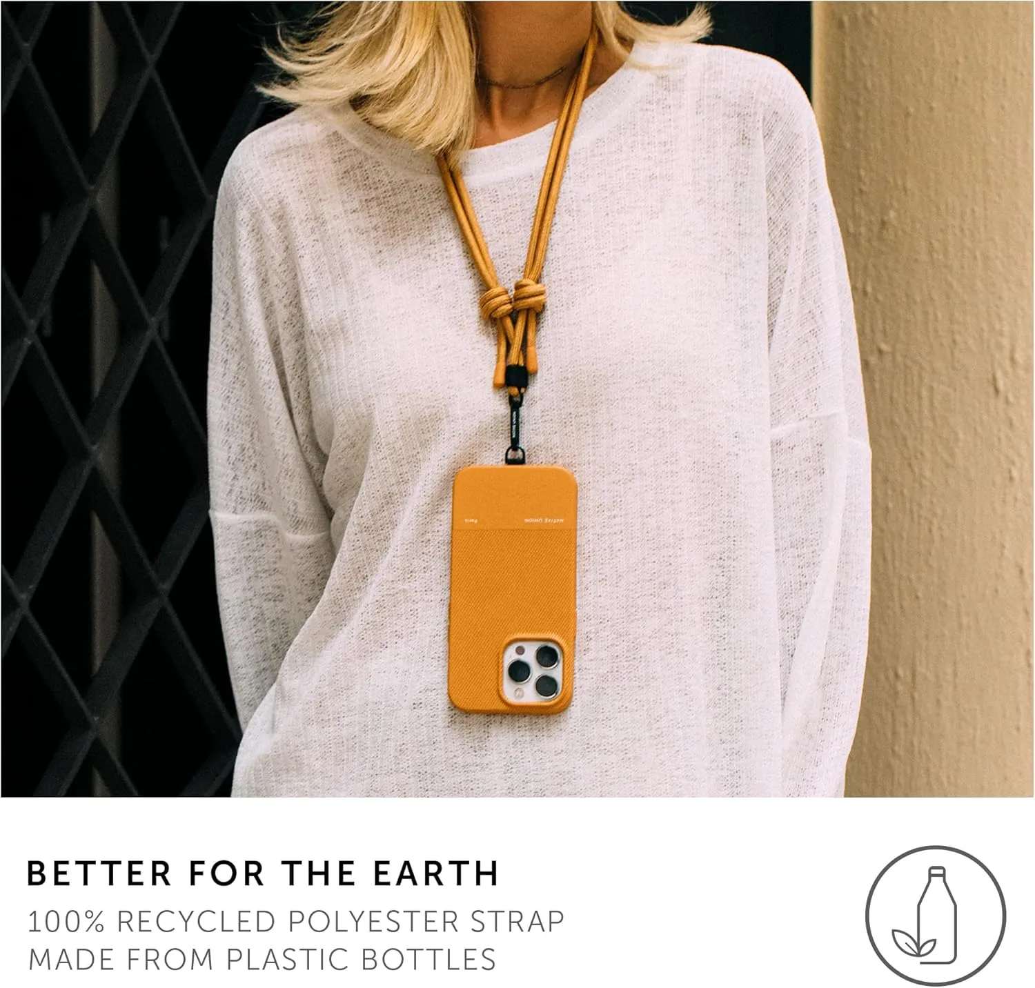 Native Union Universal Sling – Adjustable & Detachable Crossbody Strap – Made with 100% rPET Recycled Polyester – Universally Compatible with All Smartphones (Kraft)