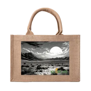 Natural Fiber Jute Tote Bag  Desert Moon