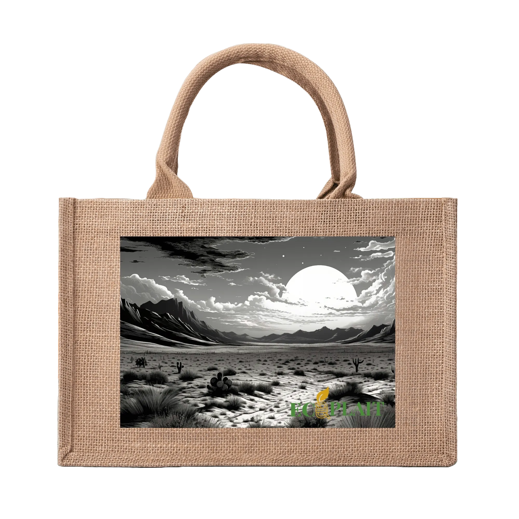Natural Fiber Jute Tote Bag  Desert Moon
