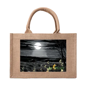 Natural Fiber Jute Tote Bag Lotus