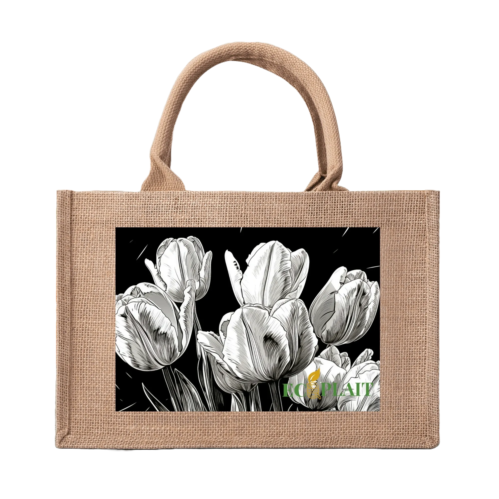 Natural Fiber Jute Tote Bag Tulip