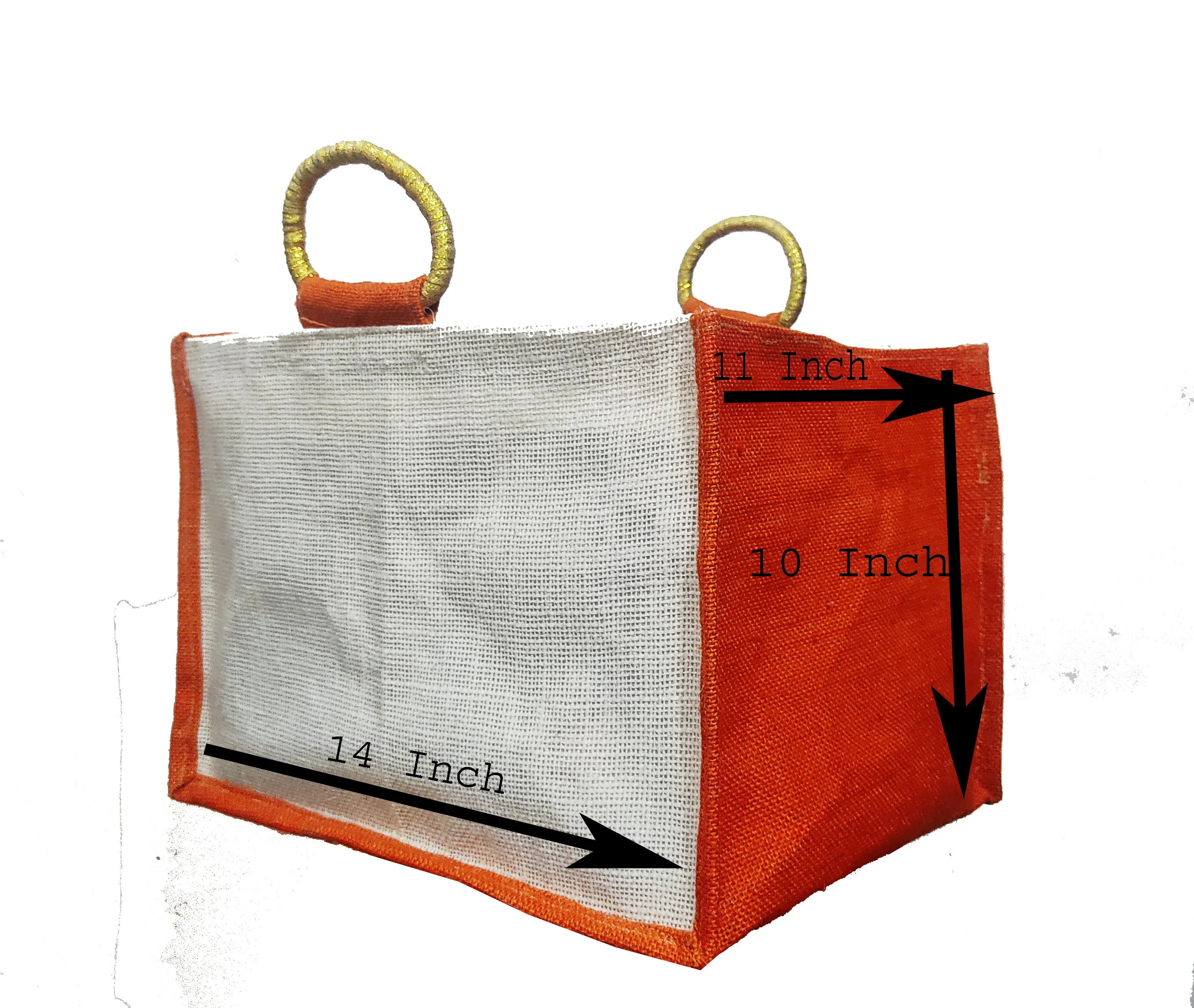 Natural  Jute Bags with Orange Colors for Sweet Box ,Wedding bags (Set of 2)