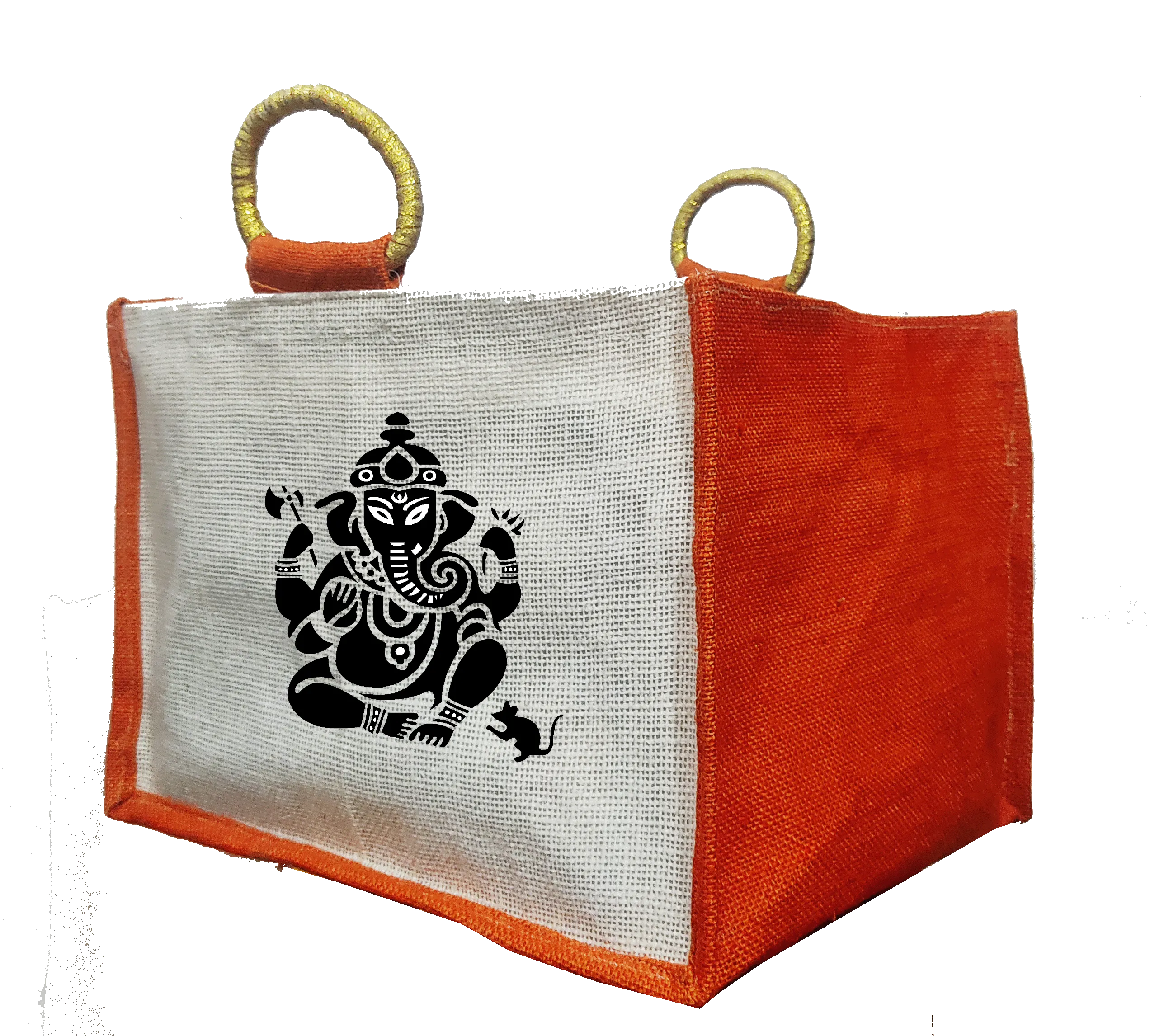 Natural  Jute Bags with Orange Colors for Sweet Box ,Wedding bags (Set of 2)