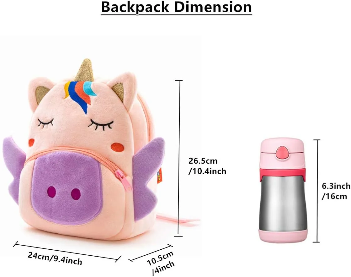 NICE CHOICE Cute Toddler Backpack Toddler Bag Plush Animal Cartoon Mini Travel Bag for Baby Girl Boy 2-6 Years(BB Unicorn)