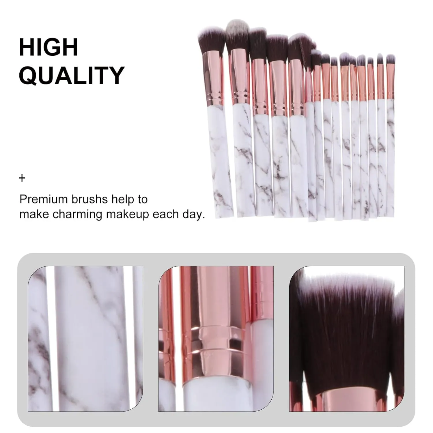 NOLITOY 45pcs Marble Makeup Brush Set Nylon Bristles Plastic Handle for Women Daily Cosmetic Tools for Application
