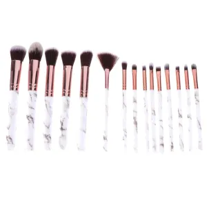 NOLITOY 45pcs Marble Makeup Brush Set Nylon Bristles Plastic Handle for Women Daily Cosmetic Tools for Application