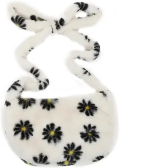 NOLITOY Flower Pattern Tote Bag Women's Crossbody Purse Plush Handbag for Women Stylish Boho Bag for Girls