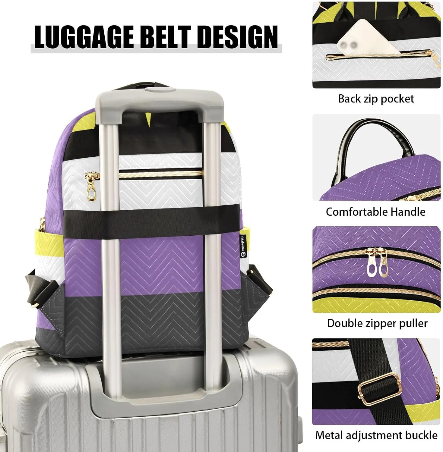 Non-binary Pride Flag Mini Backpack for Women, Travel Backpack Purse Daypack Shoulder Bag for Ladies