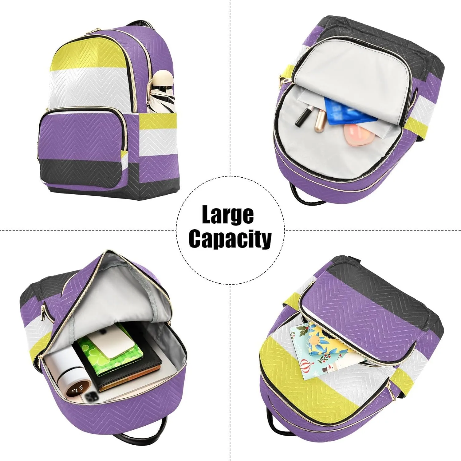 Non-binary Pride Flag Mini Backpack for Women, Travel Backpack Purse Daypack Shoulder Bag for Ladies
