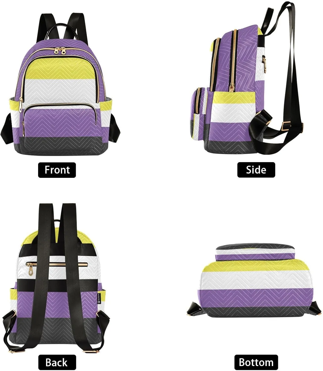 Non-binary Pride Flag Mini Backpack for Women, Travel Backpack Purse Daypack Shoulder Bag for Ladies