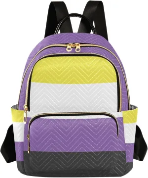 Non-binary Pride Flag Mini Backpack for Women, Travel Backpack Purse Daypack Shoulder Bag for Ladies