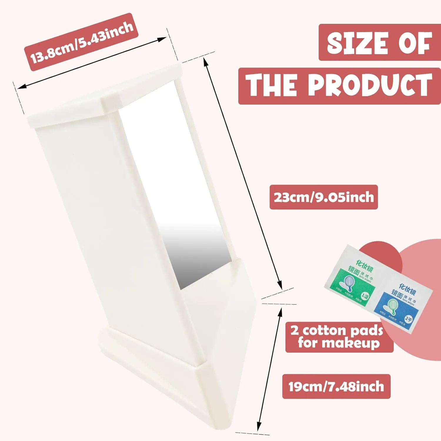 Non Reversing Makeup Mirror,Ultra Thin Precision Reflection Vanity Cosmetic Mirror for Dressing Table Bathroom Counter,Real Reflection True Mirror for Makeup Vanity & Personal Grooming(white)