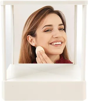 Non Reversing Makeup Mirror,Ultra Thin Precision Reflection Vanity Cosmetic Mirror for Dressing Table Bathroom Counter,Real Reflection True Mirror for Makeup Vanity & Personal Grooming(white)