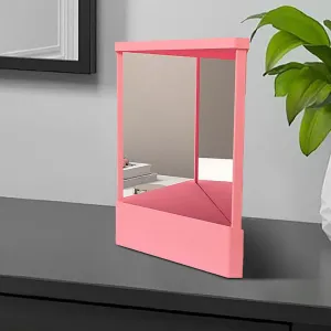 Non Reversing Mirror, Inverted Mirror, Standing Cosmetic Stand Mirror for Makeup, Hair Styling, Grooming, Facial Correction– True Image, Unmatched Precision, Calibration Free (Pink)