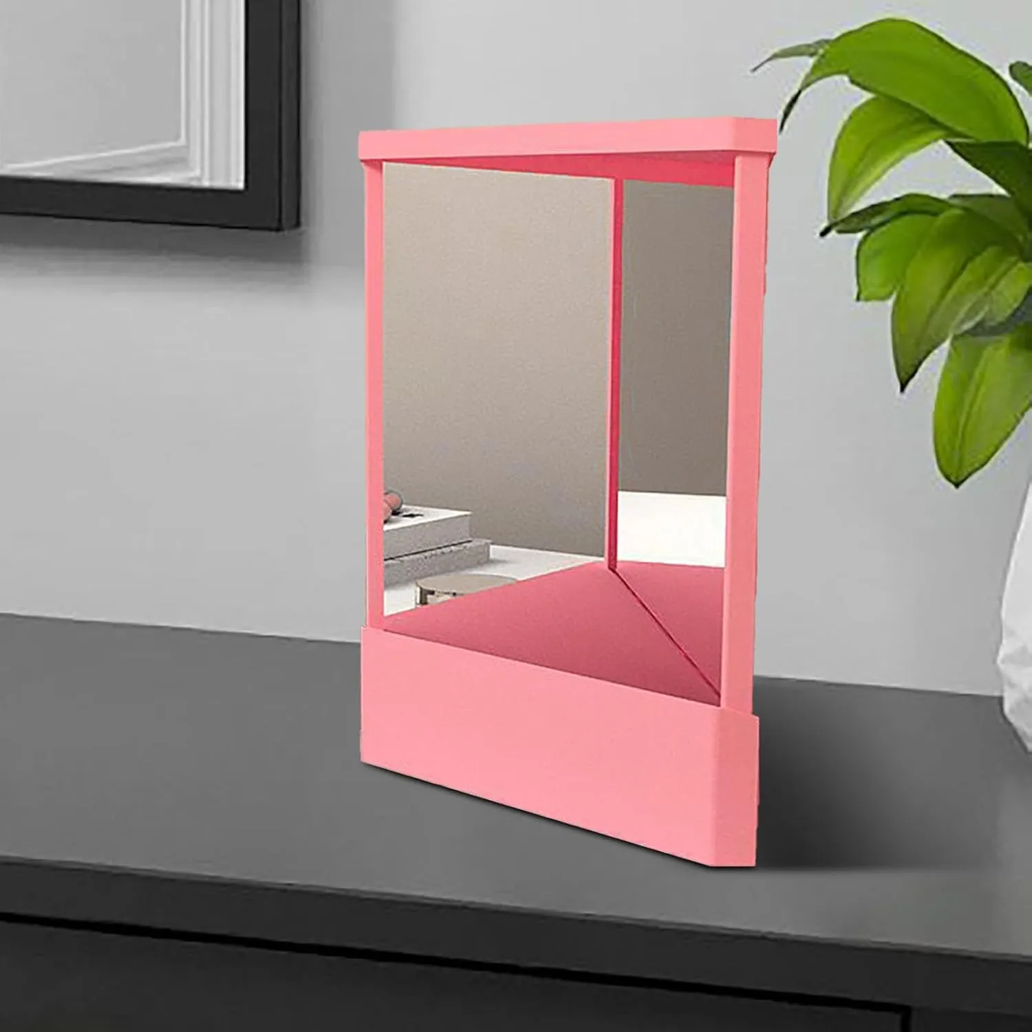 Non Reversing Mirror, Inverted Mirror, Standing Cosmetic Stand Mirror for Makeup, Hair Styling, Grooming, Facial Correction– True Image, Unmatched Precision, Calibration Free (Pink)