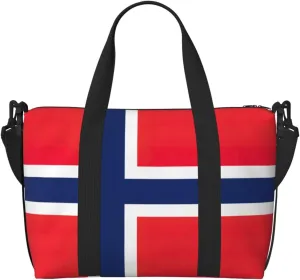 Norwegian flag print Womens travel bags, weekender carry on for women, sports Gym Bag, Overnight Carry on Bag