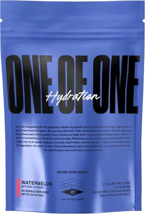 ONE of ONE Hydration Electrolyte Powder – Fast-Acting Hydration with Science-Backed Electrolytes, Essential Minerals & Vitamins – Zero Sugar, Vegan, Gluten-Free – Watermelon Flavor, 30 Servings