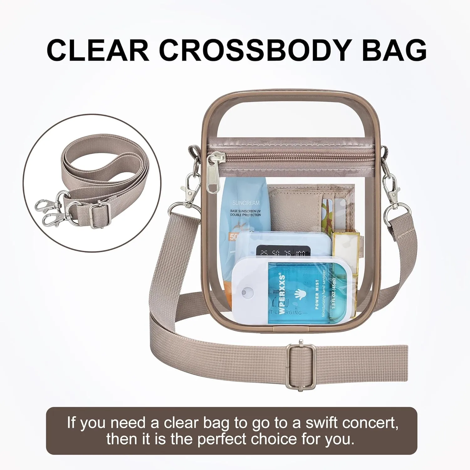 OrabenClear Messenger Bag Clear Bag Stadium Approved, Clear Purse Clear Crossbody Bag for Work, Workout, Sports