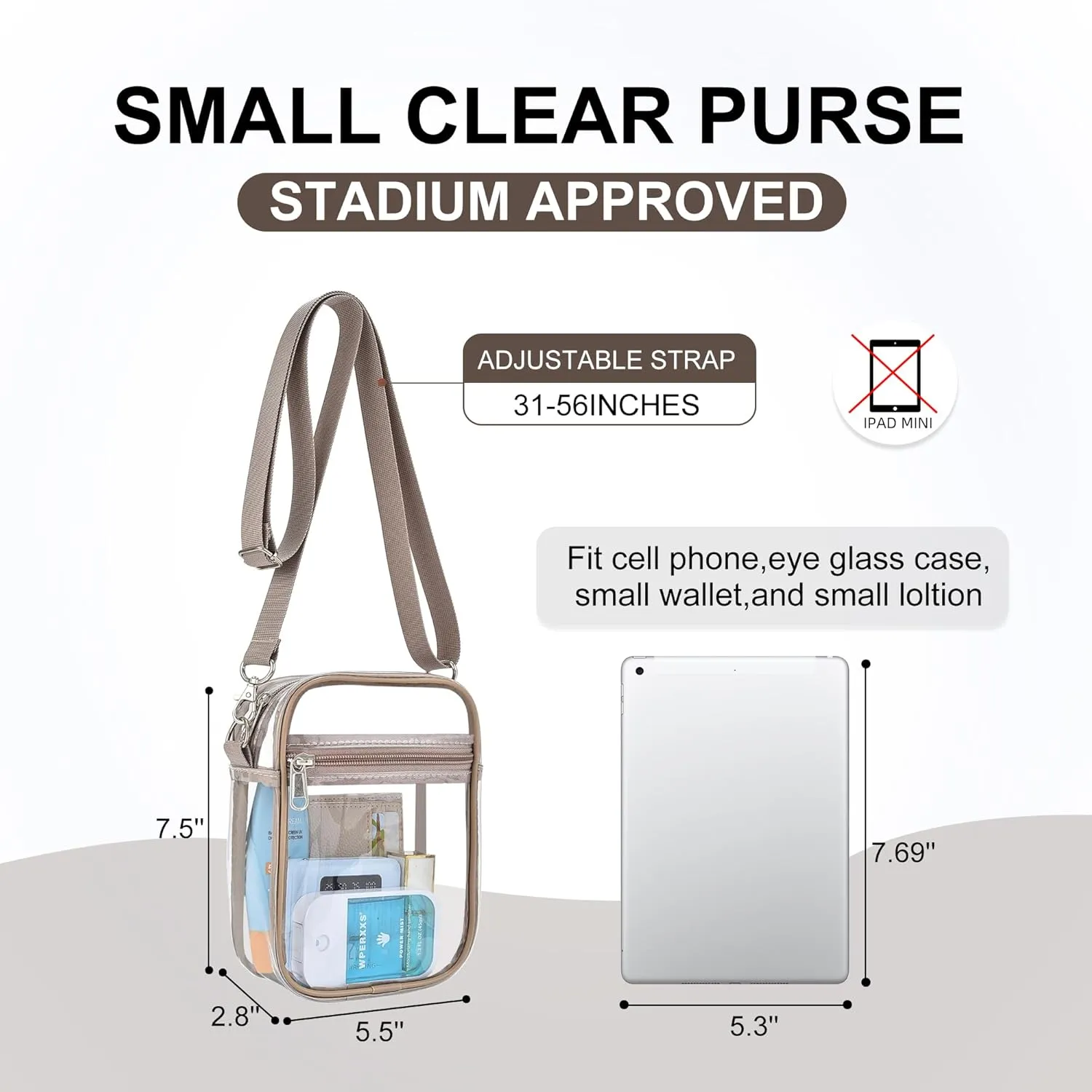 OrabenClear Messenger Bag Clear Bag Stadium Approved, Clear Purse Clear Crossbody Bag for Work, Workout, Sports
