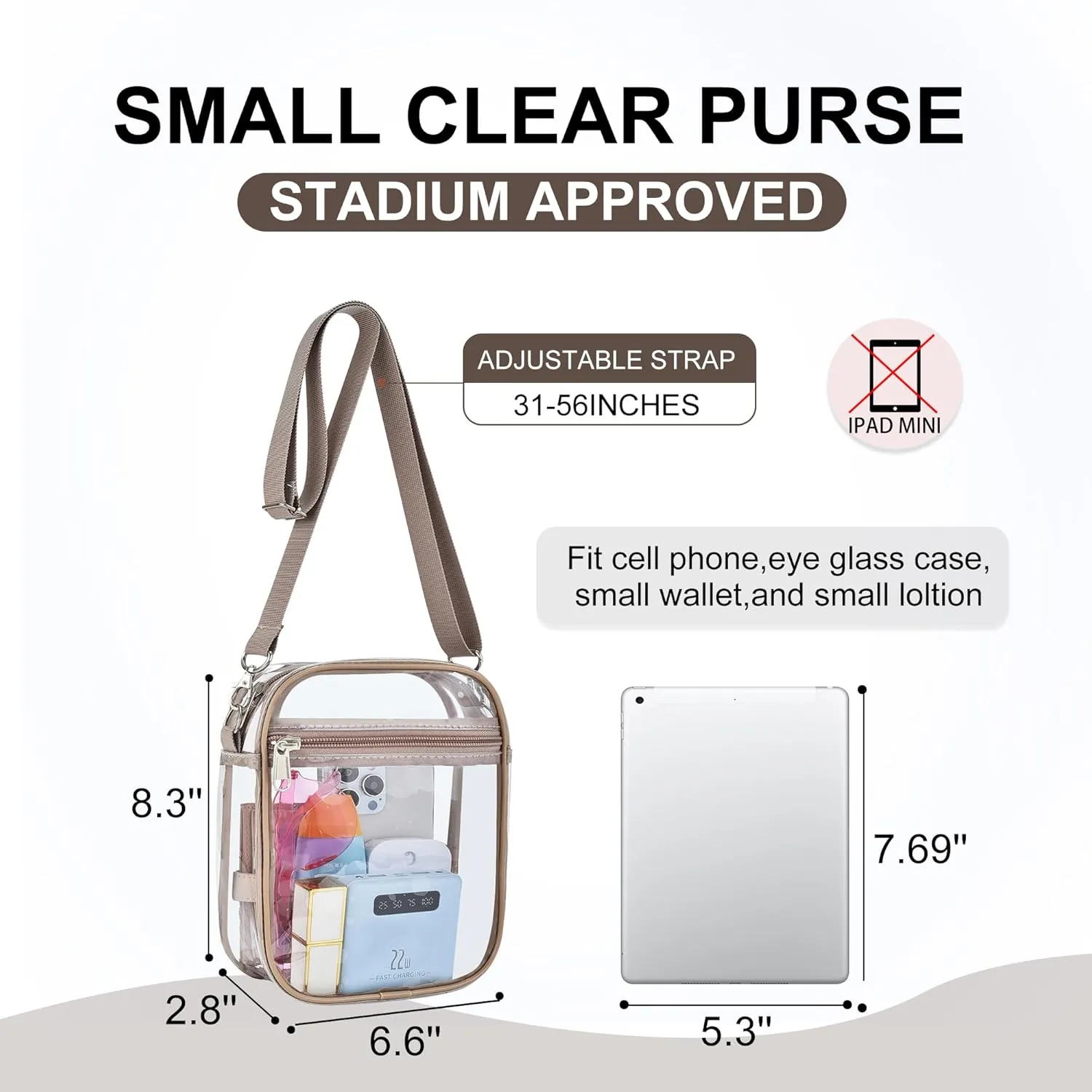 OrabenClear Messenger Bag Clear Bag Stadium Approved, Clear Purse Clear Crossbody Bag for Work, Workout, Sports