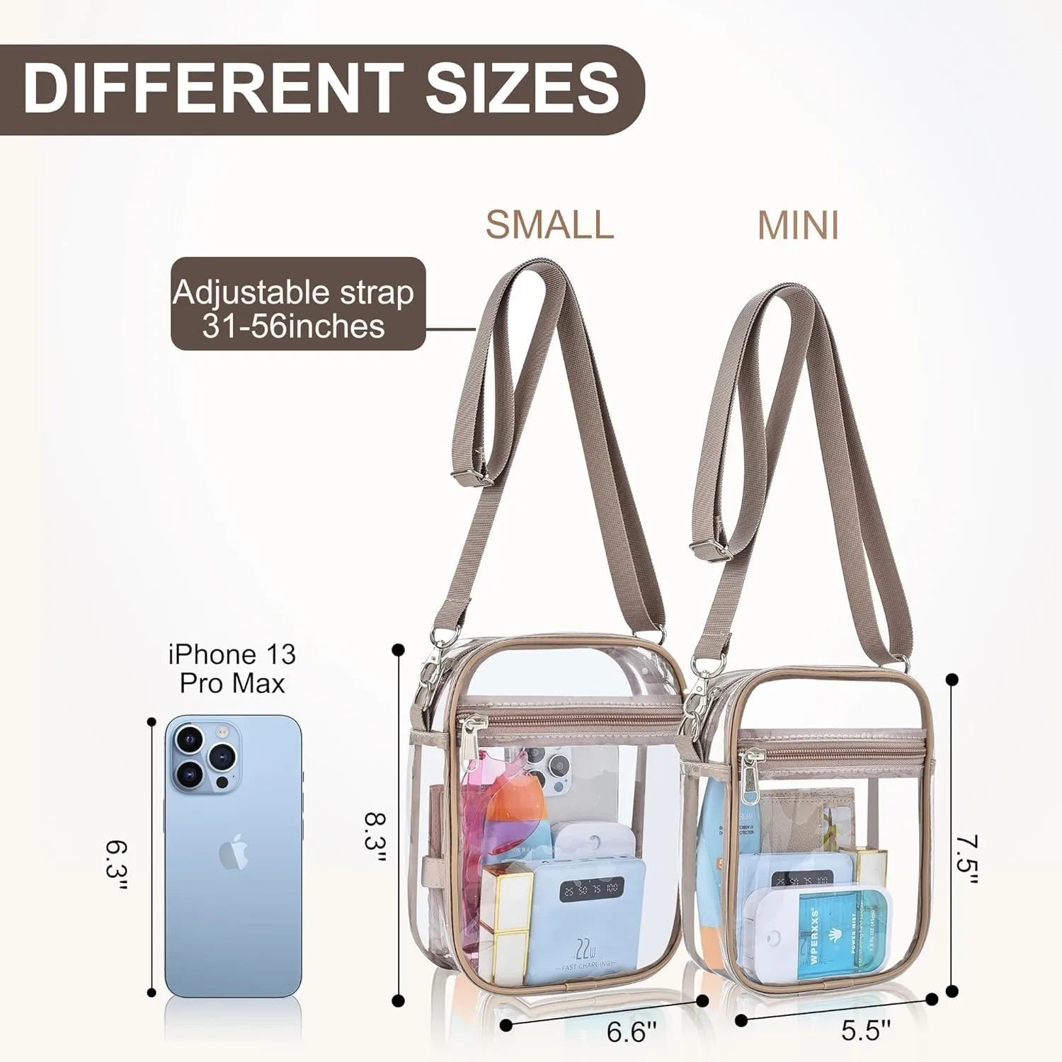 OrabenClear Messenger Bag Clear Bag Stadium Approved, Clear Purse Clear Crossbody Bag for Work, Workout, Sports
