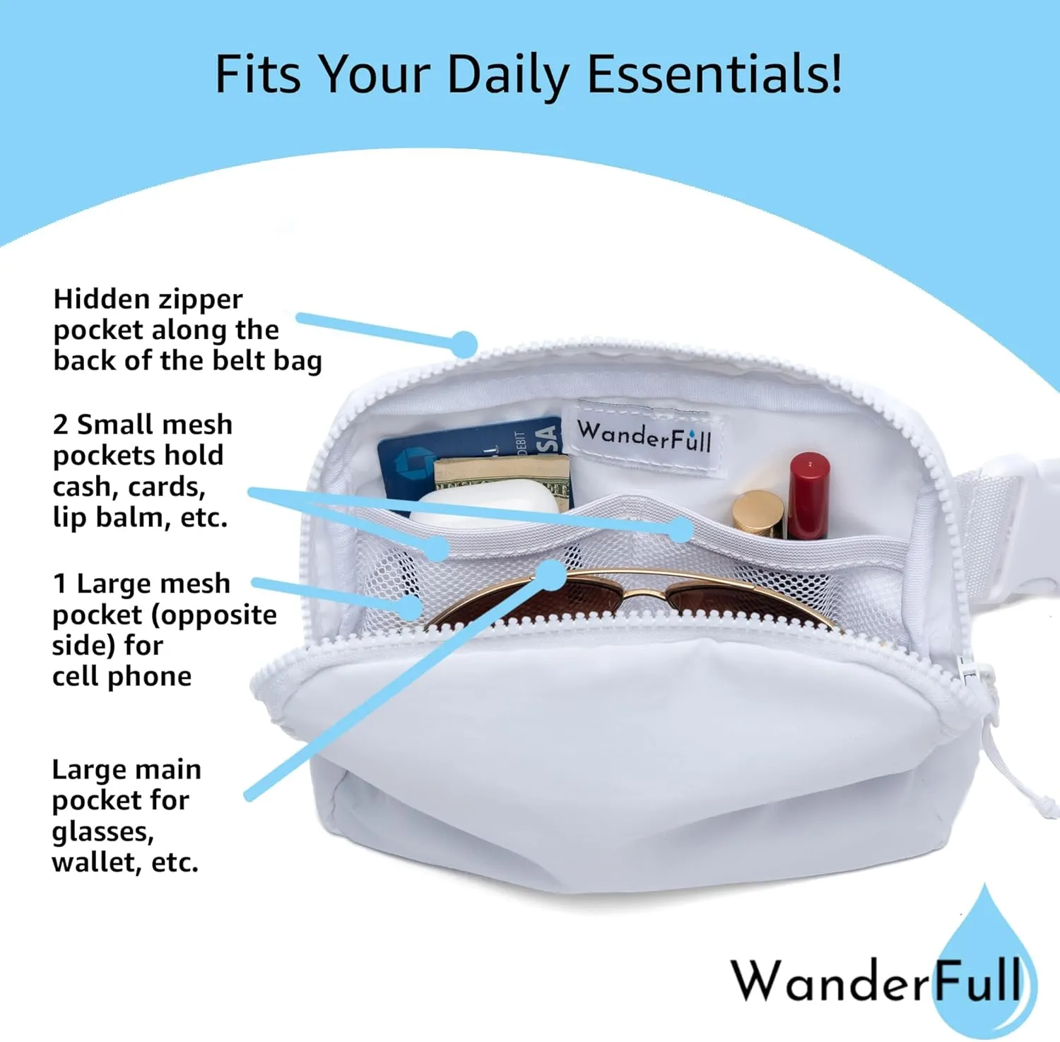 Original Crossbody HydroBeltbag | Fanny Pack with Removable Water Bottle Holder | Adjustable Waist Bag for Carrying Your Purse, Phone, Accessories w/Tumbler Holder (Crimson/Grey Stripe)