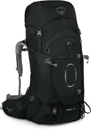 Osprey Ariel 65L Women's Backpacking Backpack, Black, WXS/S, Extended Fit