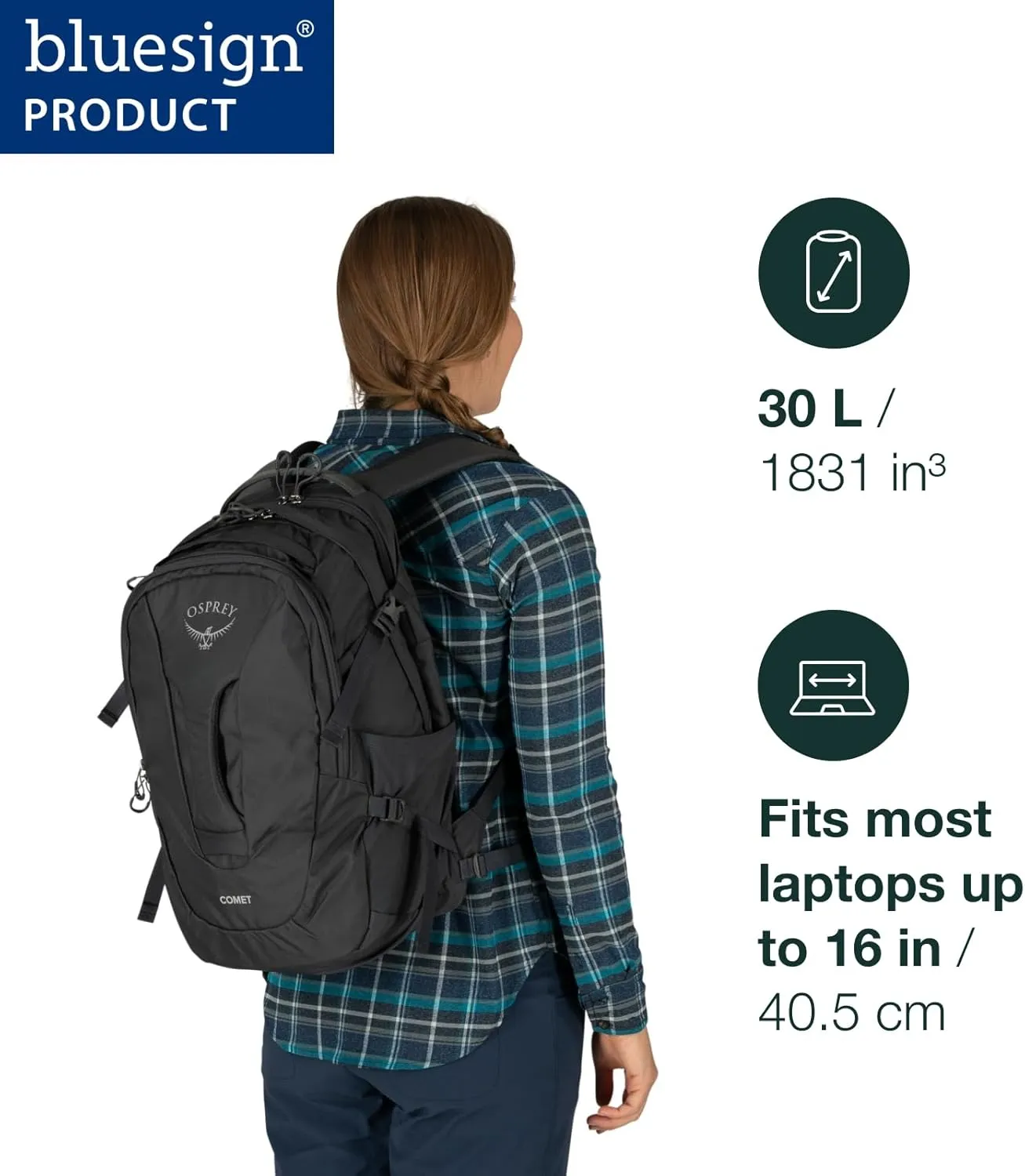Osprey Comet Laptop Backpack, Tungsten/Soundwave Grey Heather