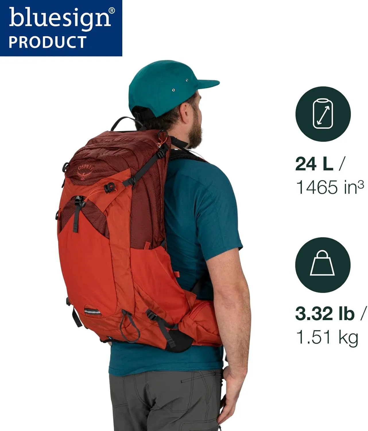 Osprey Manta 24L Men's Hiking Backpack with Hydraulics Reservoir, Black, One Size