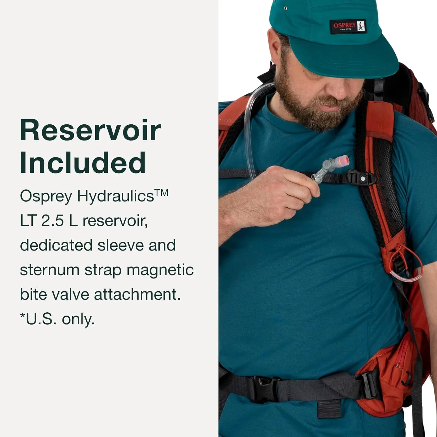 Osprey Manta 24L Men's Hiking Backpack with Hydraulics Reservoir, Black, One Size