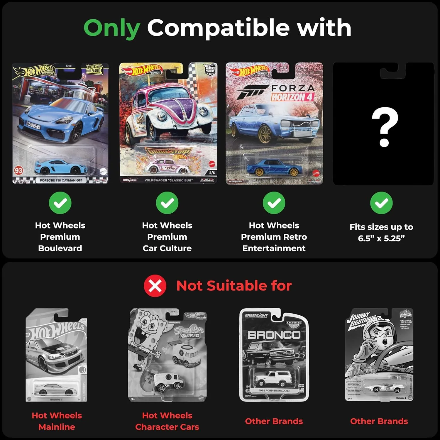 OTK Multipack Premium Protector Case for Hot Wheels Premium Car Collection, Protective Clamshell Cover, Plastic Card Storage, Plastic Clear Cage, OneTheKing (Pack of 10)