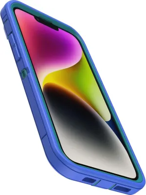 OtterBox iPhone 14 & iPhone 13 (Only) - Defender Series Case - Rain Check (Blue) - Rugged & Durable - with Port Protection - Case Only - Non-Retail Packaging