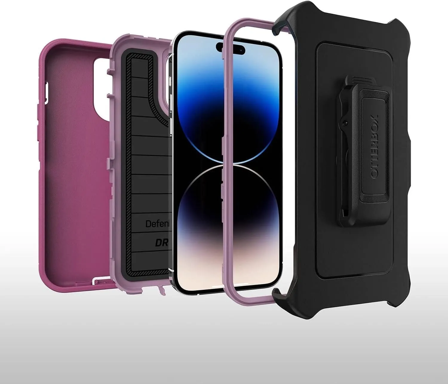 OtterBox iPhone 14 Pro Max (Only) - Defender Series Case - Rugged & Durable - Case Only - Non-Retail Packaging - (Canyon Sun (Pink))