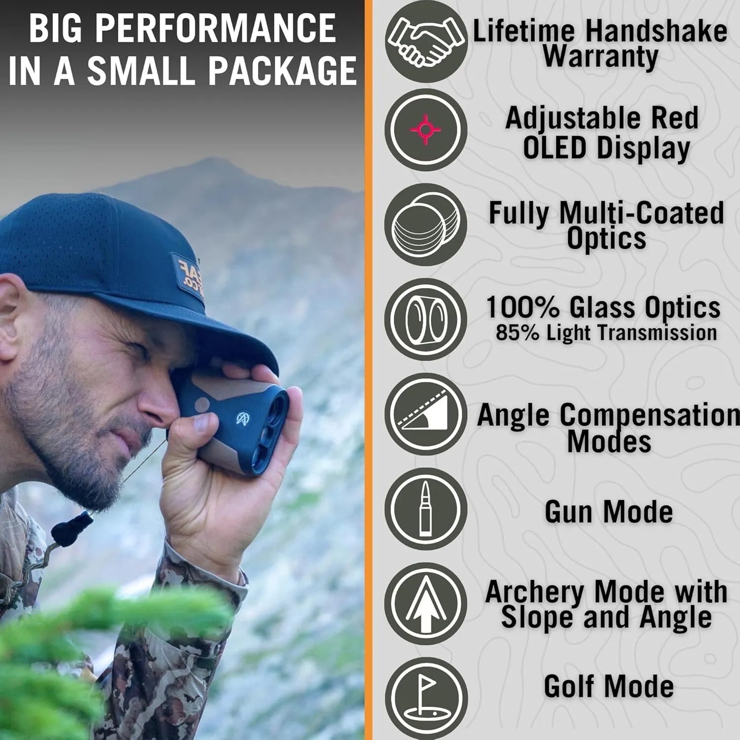 OTX/HTX1600 1760yd Laser rangefinder for Hunting, Shooting and Golfing with Red OLED/HD LCD Display Fast 0.10s and Accurate  /-1yd