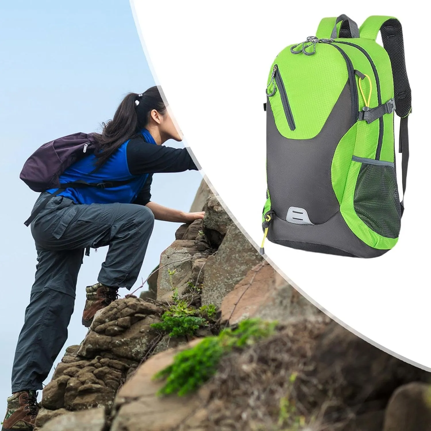 Outdoor Sport Mountaineering Bag Double Shoulder Bag Rucksack Sports Backpack for Hiking, Green