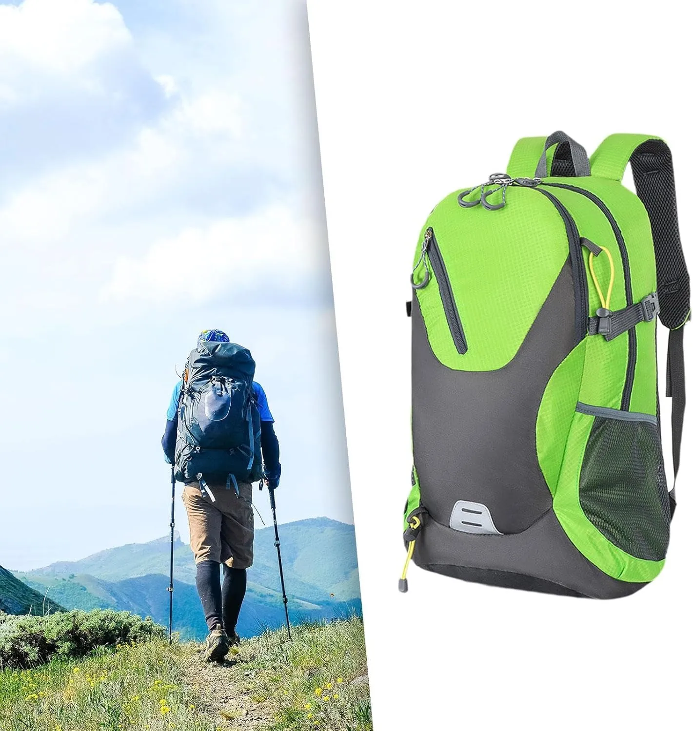Outdoor Sport Mountaineering Bag Double Shoulder Bag Rucksack Sports Backpack for Hiking, Green