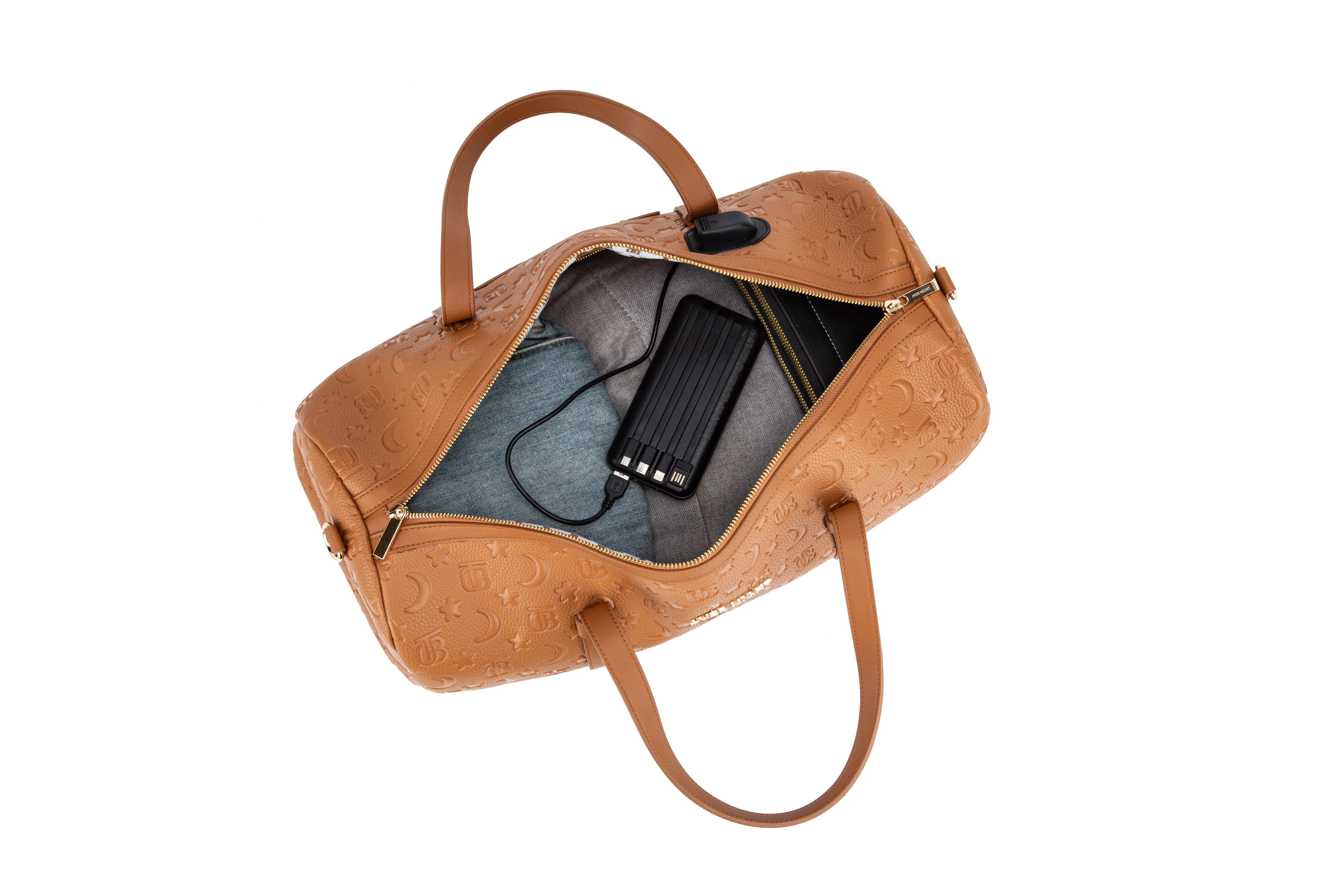 OverNight Travel Bags® Brown embossed Go Duffle