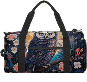 Owe Flower Full Moon Funny Gym Bag Travel Duffel Bags Carry On Weekender Overnight Bag for Women Men