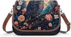 Owe Flower Full Moon Women‘s Crossbody Bags Fashion Message Shoulder Handbag with Adjustable Strap for Travel Office