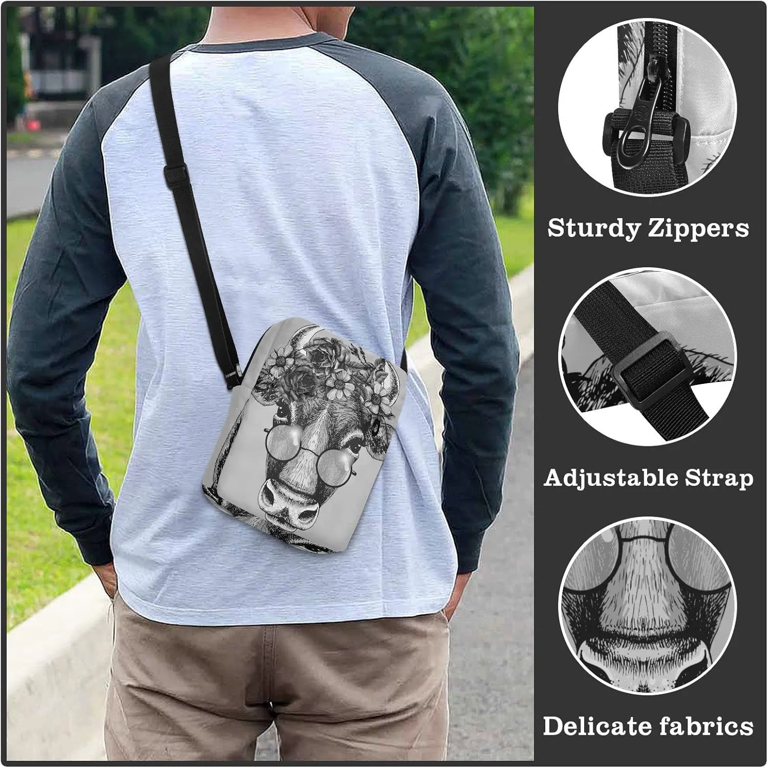 Oyihfvs Messenger Bag, Men's Crossbody Bag, Women's Crossbody Bag with Adjustable Strap