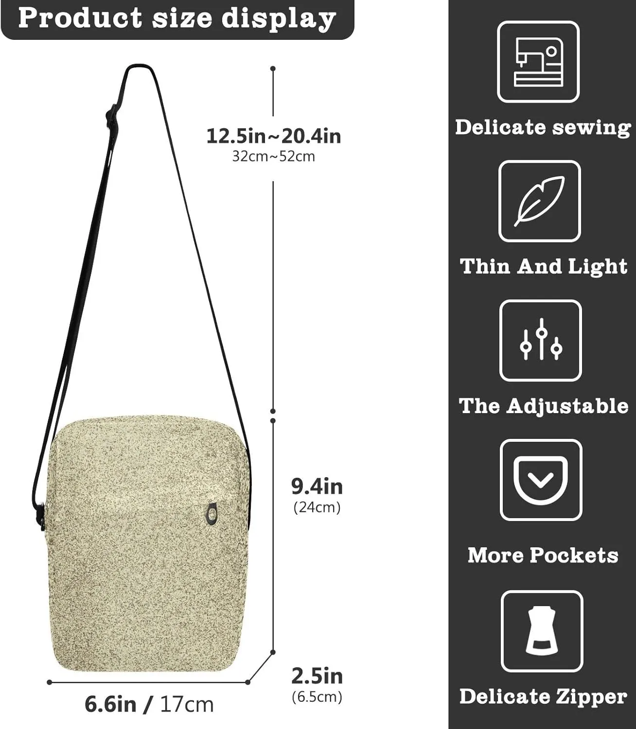Oyihfvs Messenger Bag, Men's Crossbody Bag, Women's Crossbody Bag with Adjustable Strap