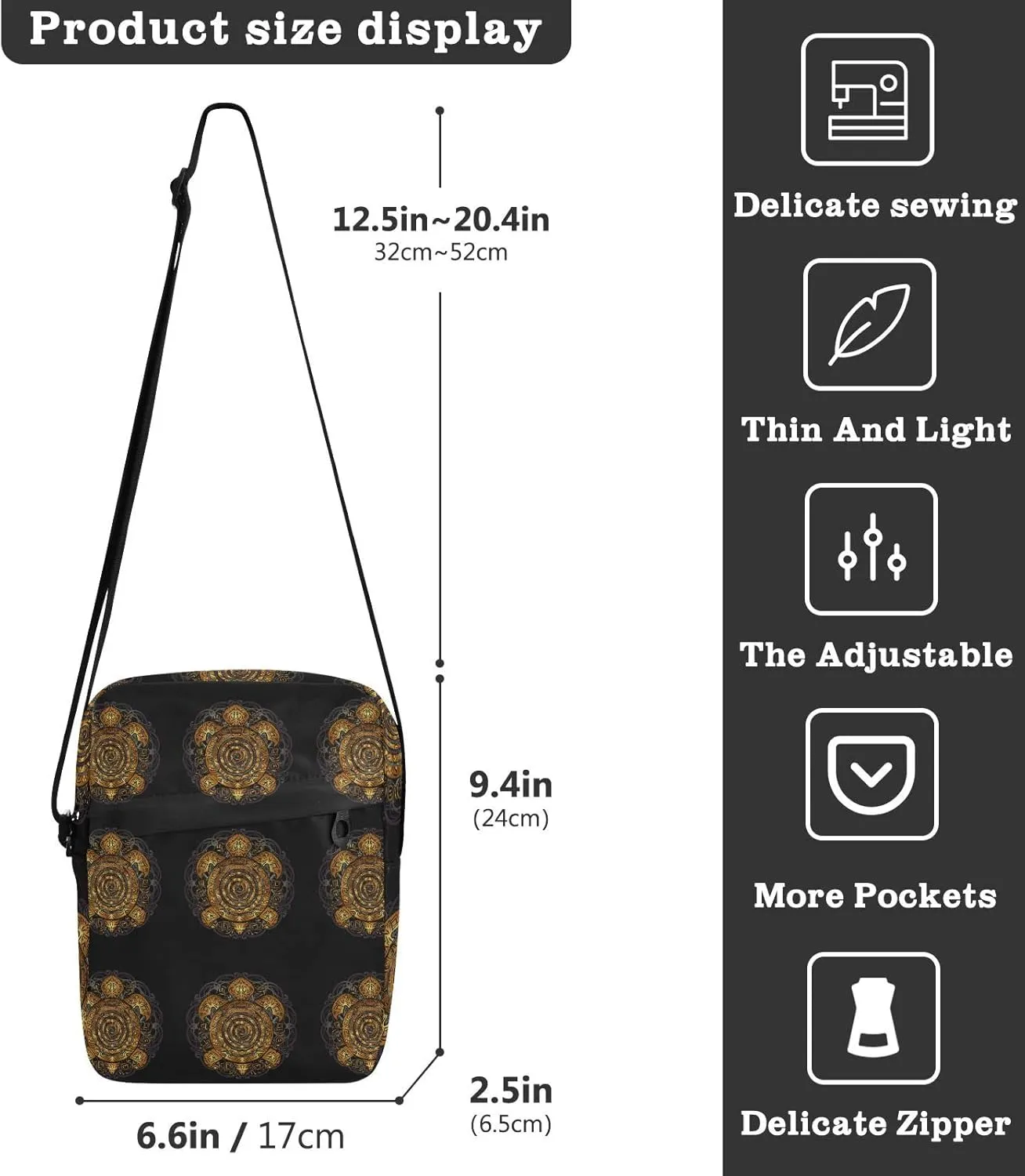 Oyihfvs Messenger Bag, Men's Crossbody Bag, Women's Crossbody Bag with Adjustable Strap