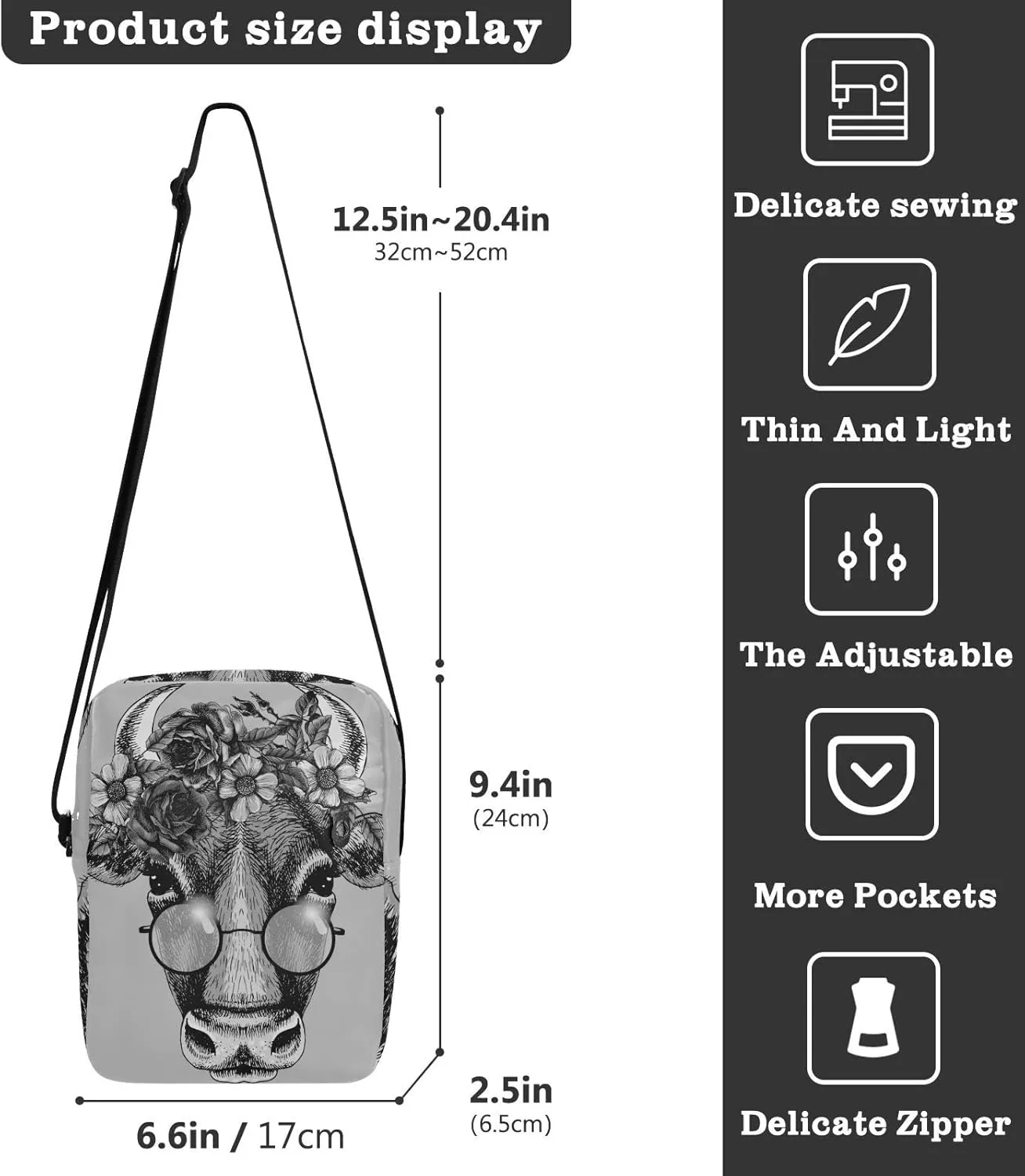 Oyihfvs Messenger Bag, Men's Crossbody Bag, Women's Crossbody Bag with Adjustable Strap