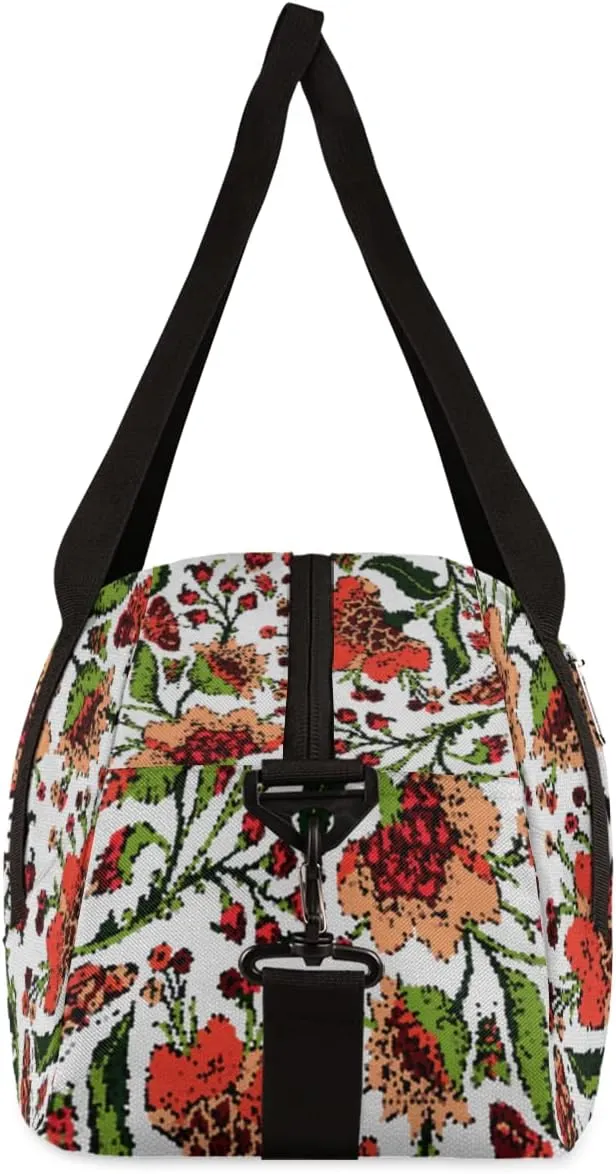 Paisley Flowers Personalized Kids Duffel Bag for Girls Boys, Flowers Debris Custom Name Dance Bag Overnight Small Duffel Bag Carry On Weekend Sports Travel Bag for School Practice Gymnastics Ballet