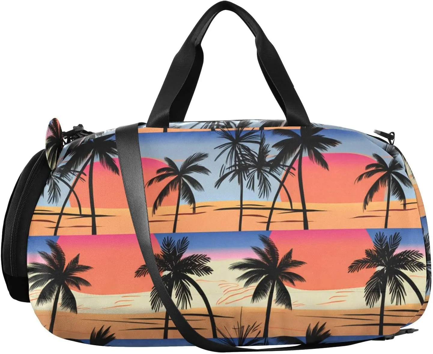 Palm Trees Kids Overnight Duffle Bag,Gymnastics Sports Dance Bag with Shoe Compartment & Wet Pocket, Travel Weekender Tote for Boys & Girls