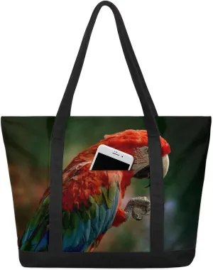 Parrot Beak Claws Tote Bag Tote Bag for Women Reusable Grocery Shopping Cloth Bags with Zipper Large Capacity Foldable Handbag Gym Bag for Gift Activity