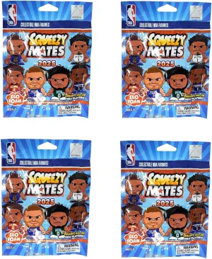 Party Animal - 4 Pack Bundle - Squeezymates NBA Basketball Series 5 Mystery Blind Pack Bag Figure Slofoam Keychain