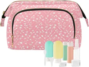 Pastoral Style Palnts Cosmetics Bag Zipper Travel Makeup Bag Women's Coin Purse Wallet for Toiletry Travel