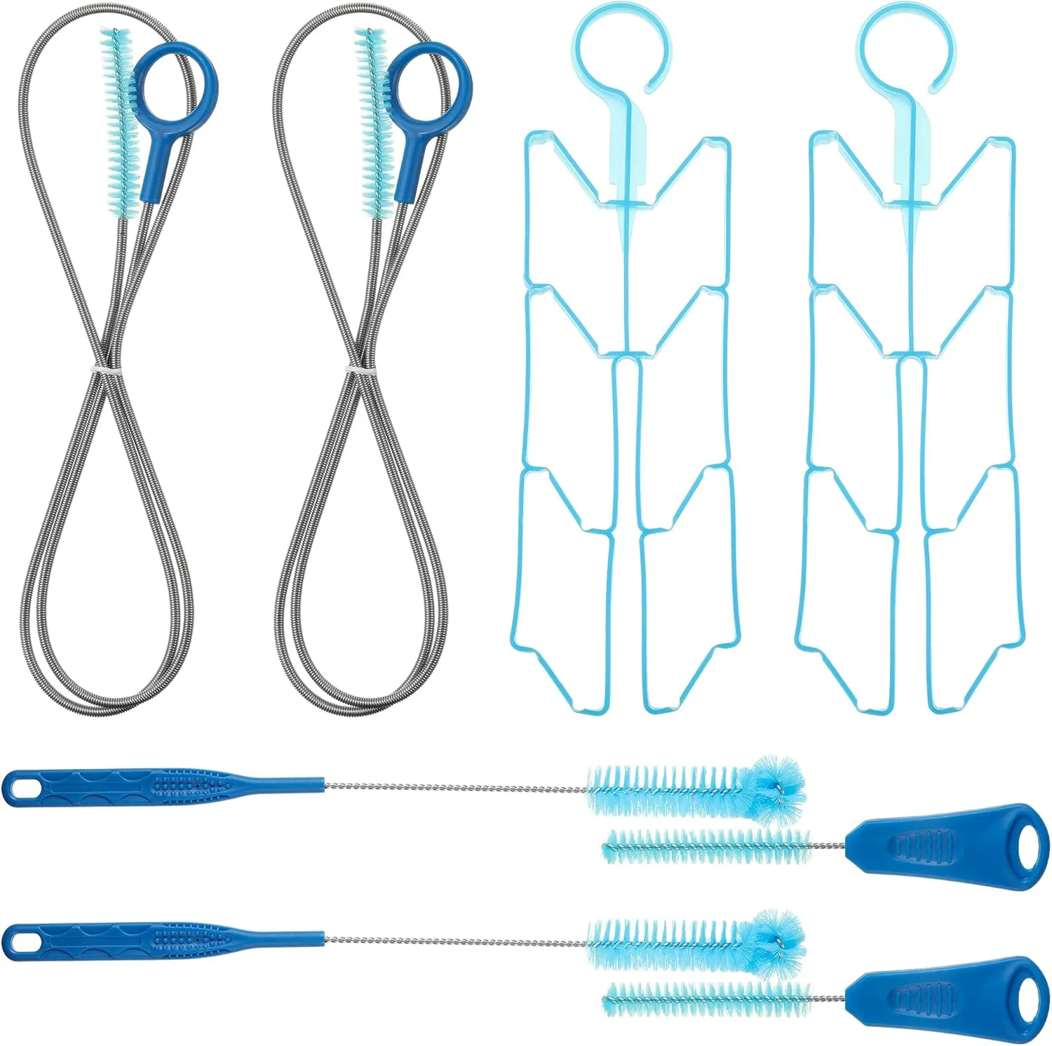 Patelai 2 Set 8 in 1 Hydration Bladder Cleaning Kit Includes 3 Different Brushes and Drying Collapsible Bladder Frame, Water Reservoir Backpack Cleaning Kit