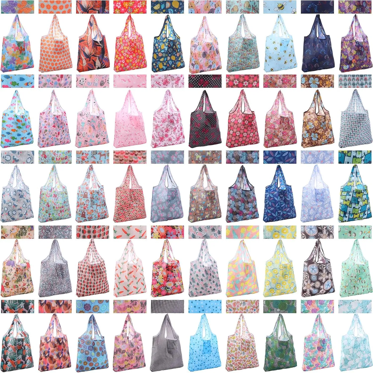 Paterr 50 Pack Reusable Grocery Bags Foldable Shopping Bags Bulk Washable Grocery Tote with Carry Pouch for Groceries